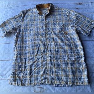 Timberland Blue and Yellow Plaid Casual Button Down Shirt Size XXL